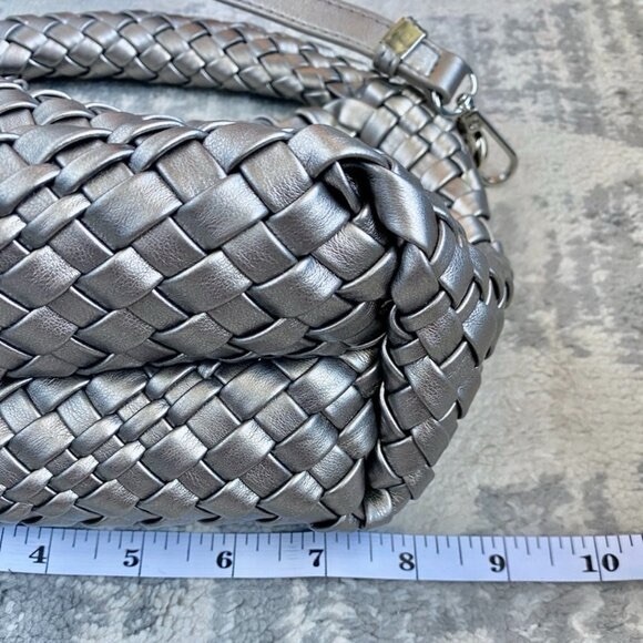 Silver Braided Vegan Leather Crossbody Bag - Picture 8 of 10